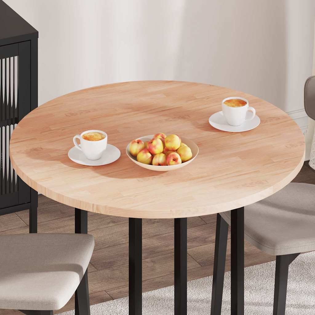 VidaXL Tafelblad Lichtbruin Ø 90 x 2.5 cm Massief eikenhout