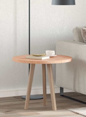 VidaXL Tafelblad Anders Lichtbruin Ø 60 x 2.5 cm Massief eikenhout