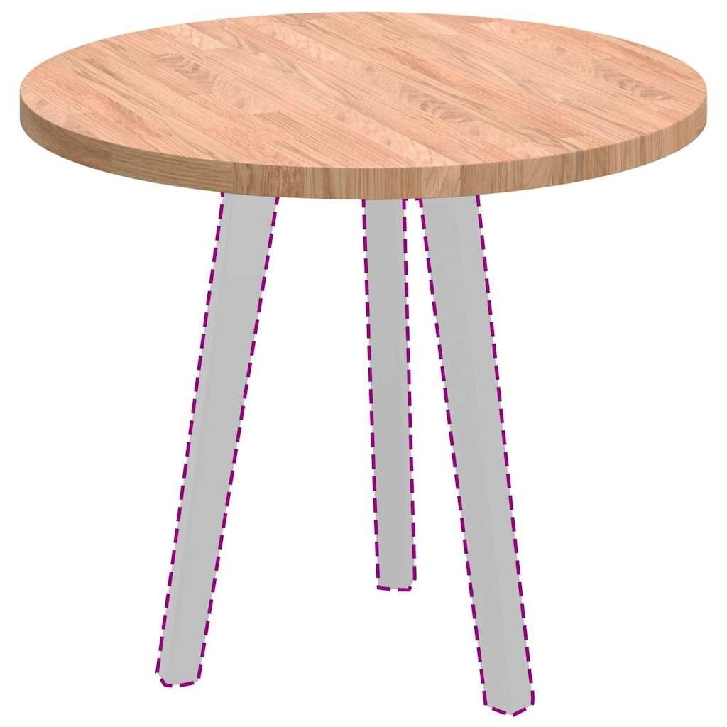 VidaXL Tafelblad Anders Lichtbruin Ø 60 x 2.5 cm Massief eikenhout