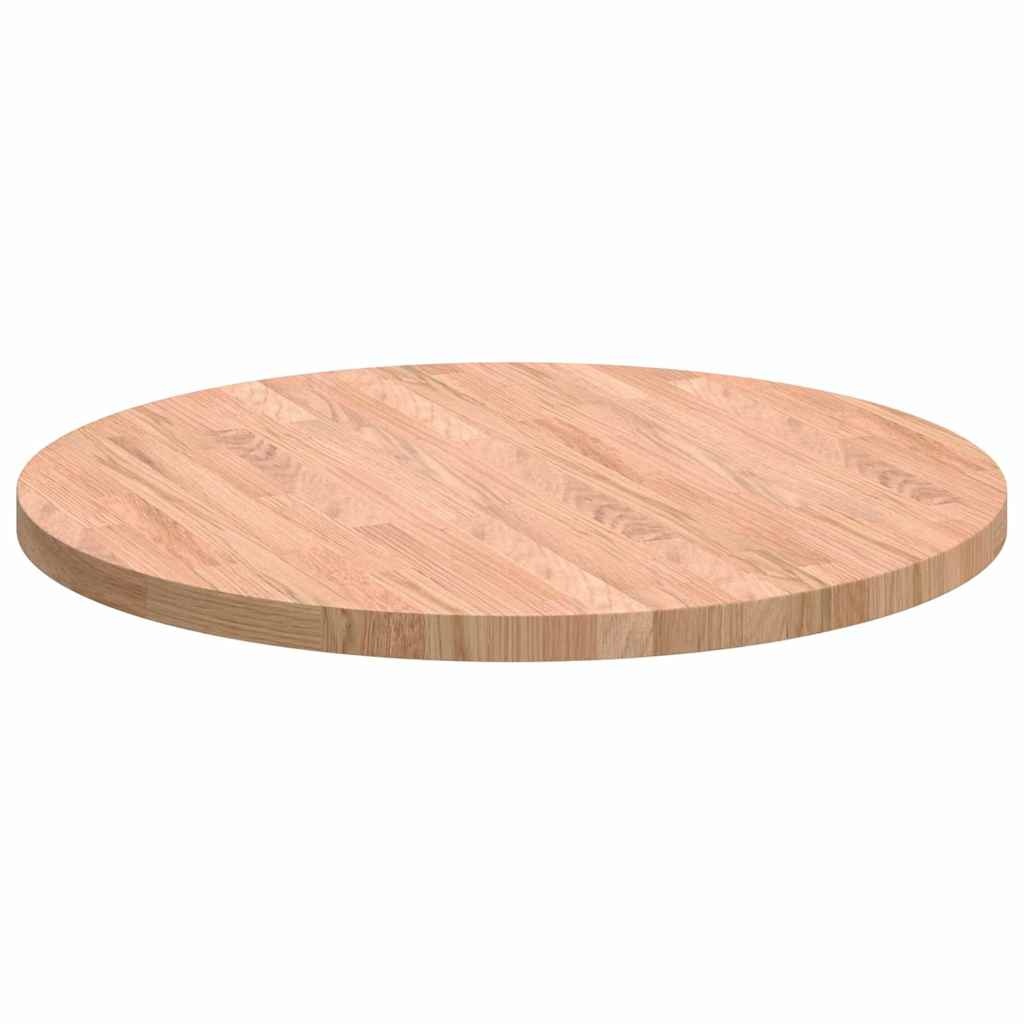 VidaXL Tafelblad Anders Lichtbruin Ø 60 x 2.5 cm Massief eikenhout