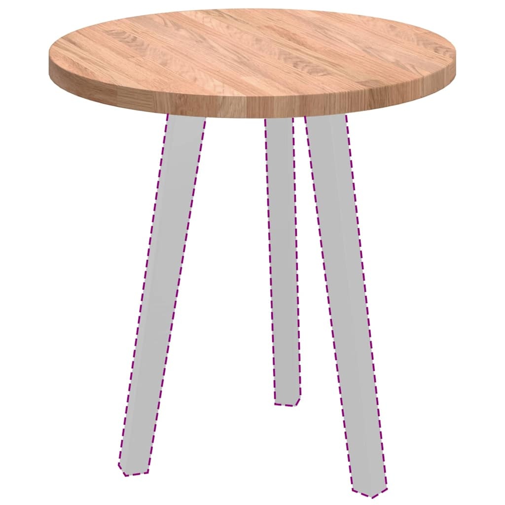 VidaXL Tafelblad Lichtbruin Ø 50 x 2.5 cm Massief eikenhout