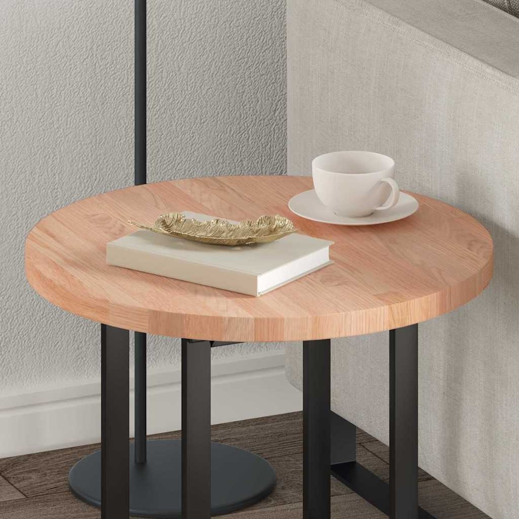 VidaXL Tafelblad Lichtbruin Ø 50 x 2.5 cm Massief eikenhout