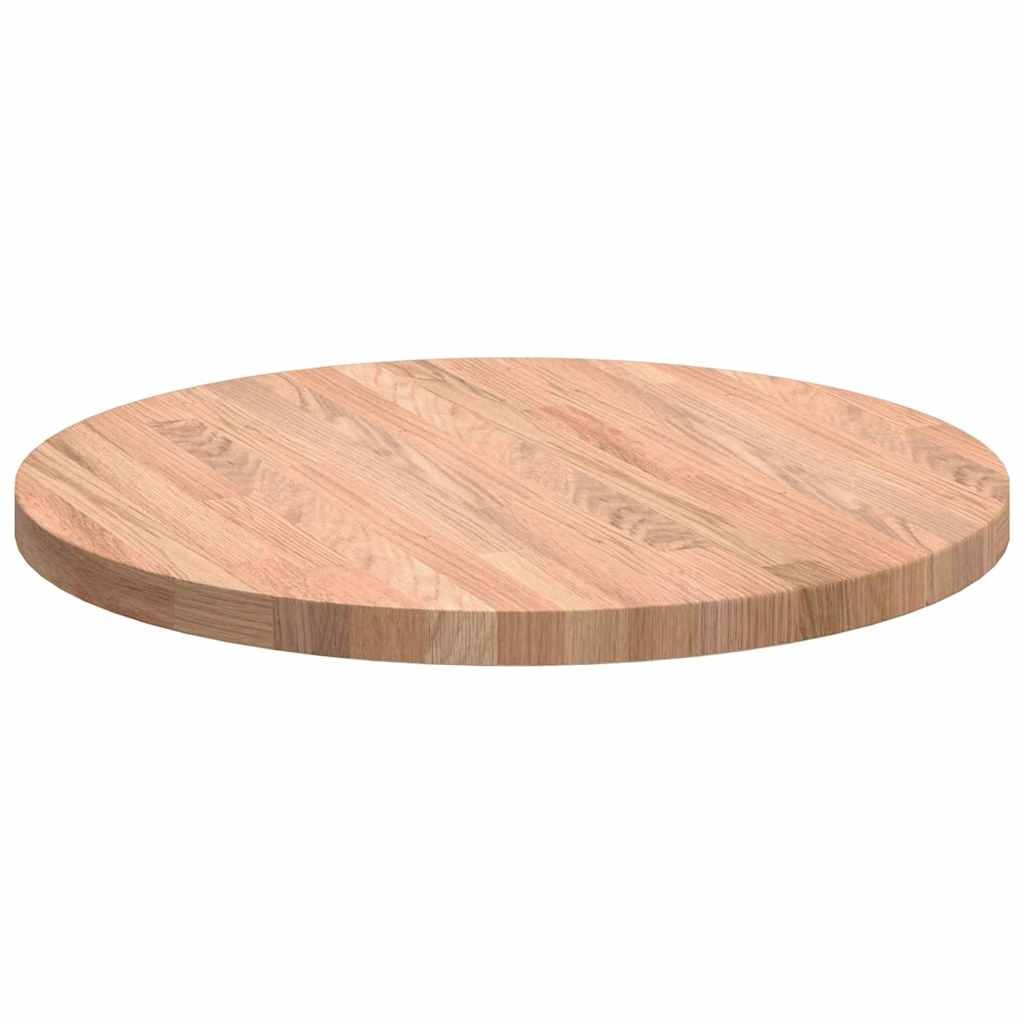 VidaXL Tafelblad Lichtbruin Ø 50 x 2.5 cm Massief eikenhout