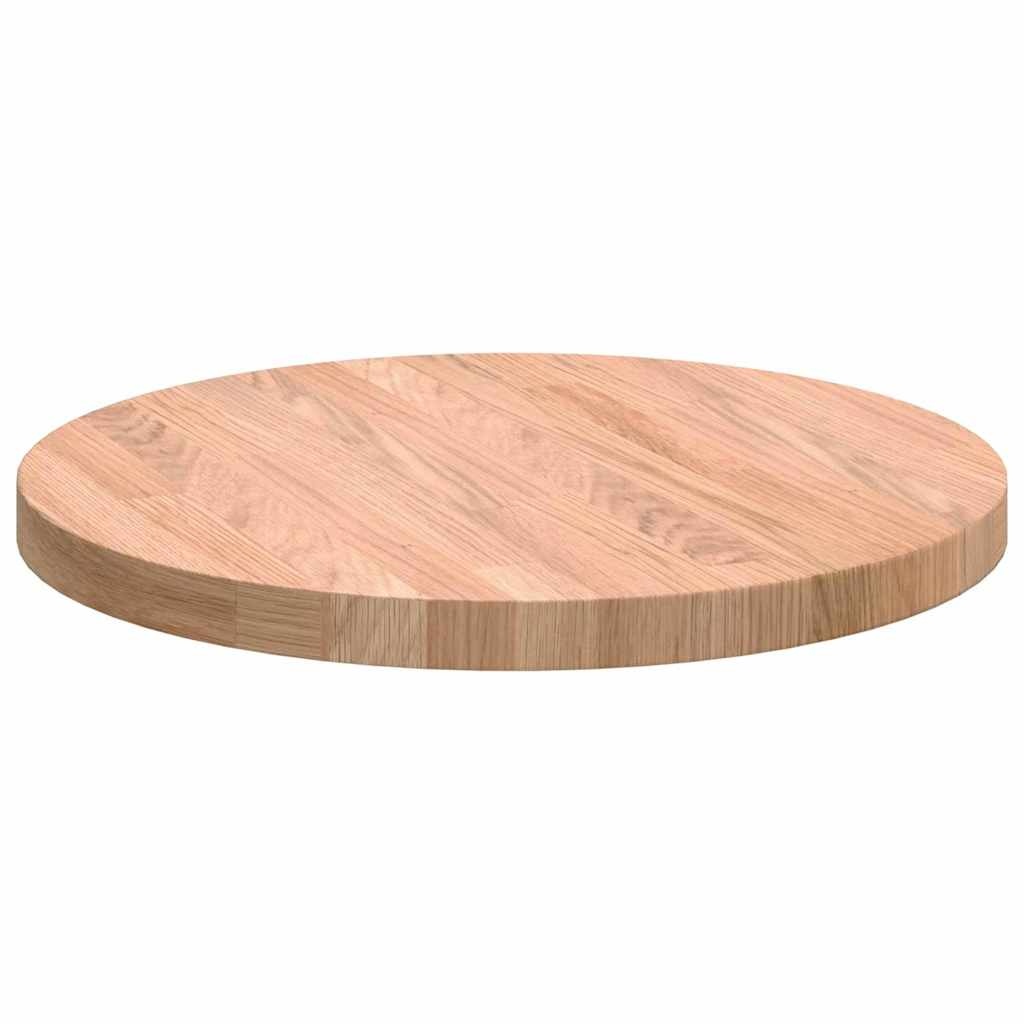 VidaXL Tafelblad Anders Lichtbruin Ø 40 x 2.5 cm Massief eikenhout