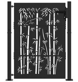 VidaXL Tuinpoort, Tuinpoort 105x75 cm Cortenstaal Bamboe Ontwerp Zwart