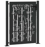 VidaXL Tuinpoort, Tuinpoort 105x75 cm Cortenstaal Bamboe Ontwerp Zwart