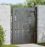 VidaXL Tuinpoort, Tuinpoort 105x75 cm Cortenstaal Bamboe Ontwerp Zwart