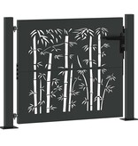 VidaXL Tuinpoort, Tuinpoort 105x75 cm Cortenstaal Bamboe Ontwerp Zwart