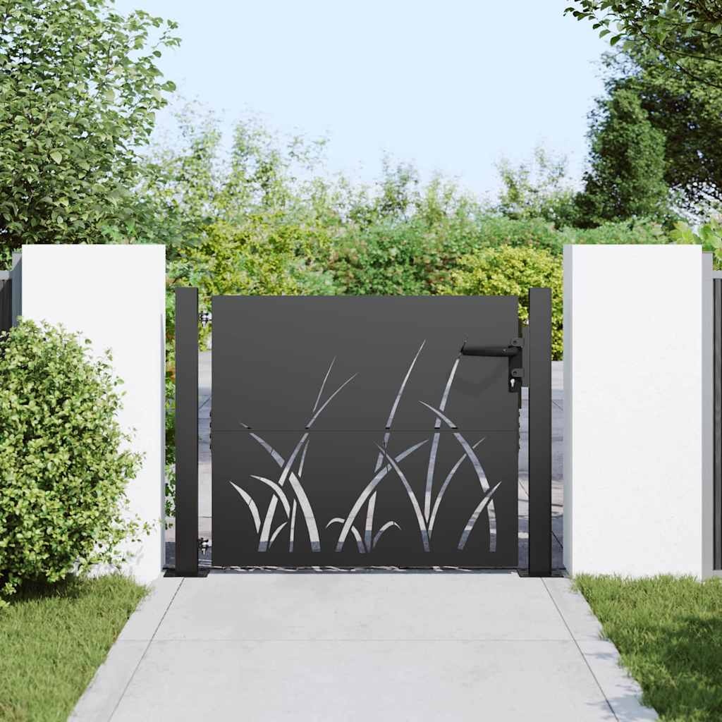 VidaXL Tuinpoort met slot Zwart 105 x 100 cm Poedergecoat staal