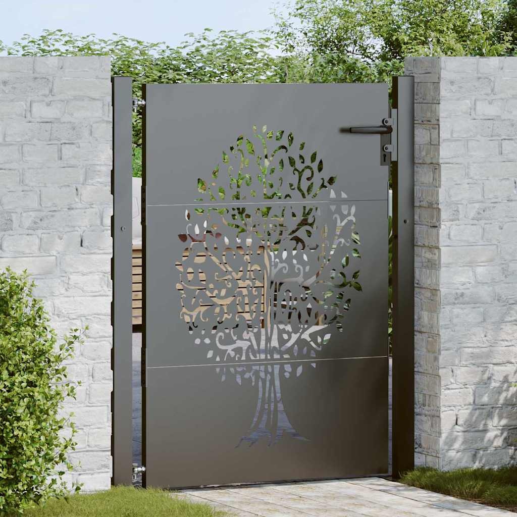 VidaXL Tuinpoort met slot Zwart 105 x 150 cm Poedergecoat staal
