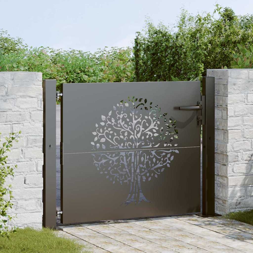 VidaXL Tuinpoort met slot Zwart 105 x 100 cm Poedergecoat staal