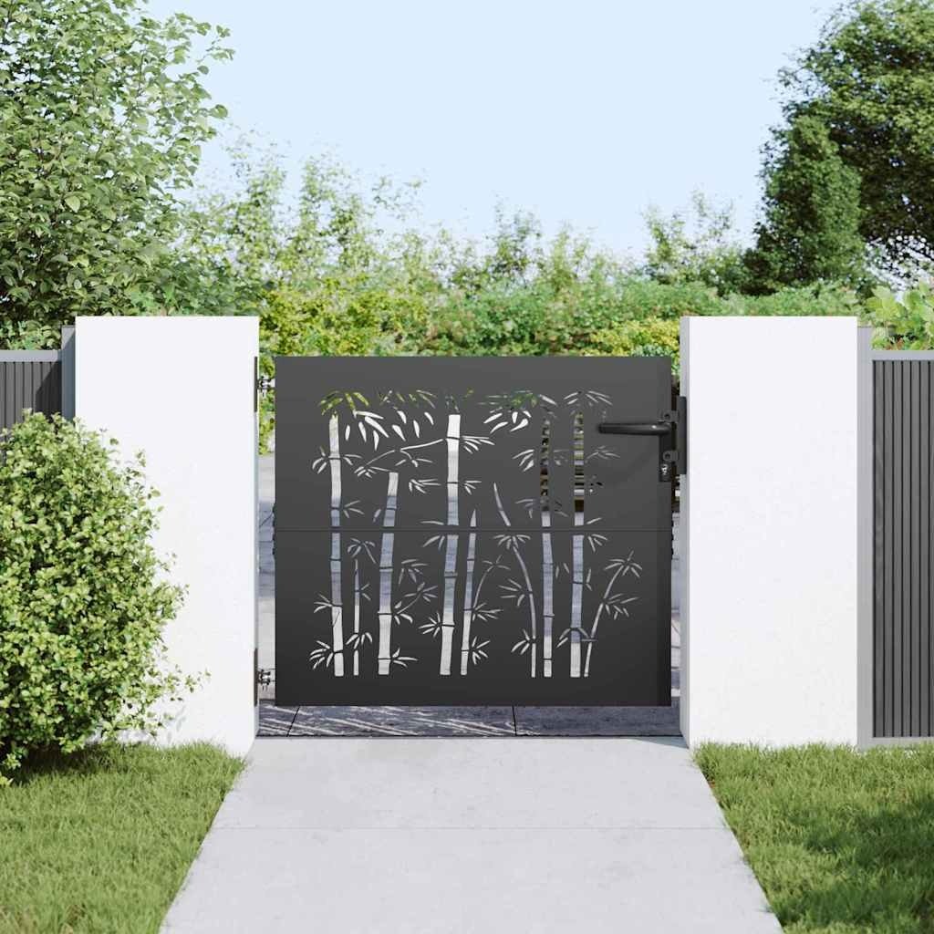 VidaXL Tuinpoort met slot Zwart 105 x 100 cm Poedergecoat staal