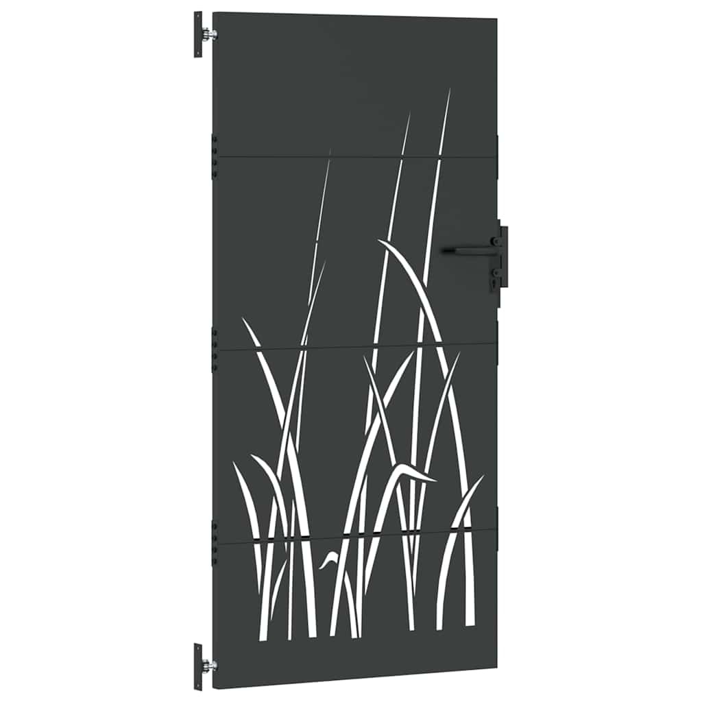 VidaXL Tuinpoort met slot Zwart 85 x 200 cm Poedergecoat staal
