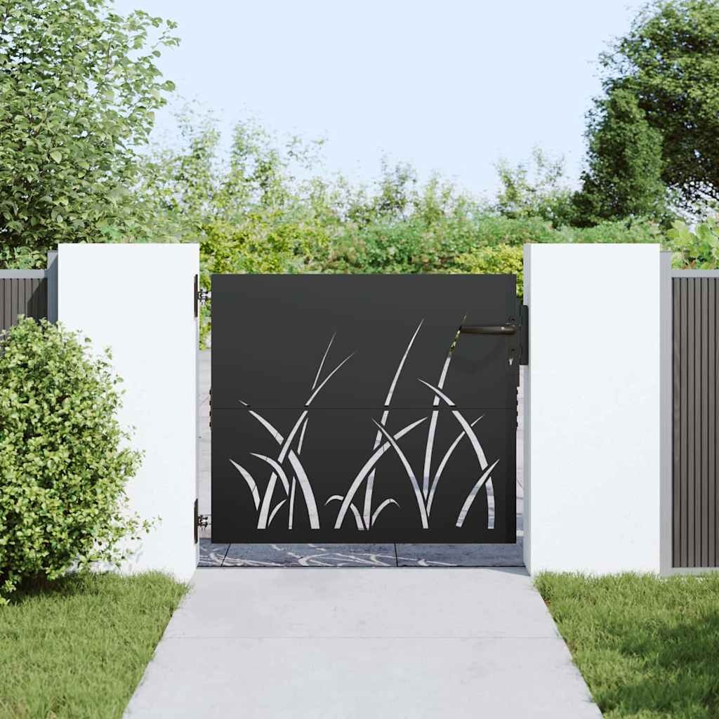 VidaXL Tuinpoort met slot Zwart 85 x 100 cm Poedergecoat staal