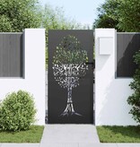 VidaXL Tuinpoort, Tuinpoort 85x75 cm Corten Staal Boomontwerp Zwart