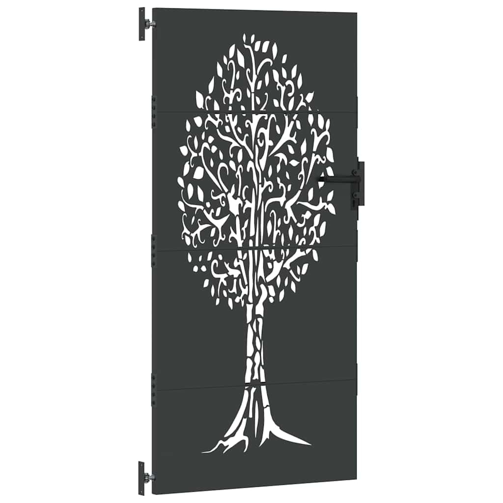 VidaXL Tuinpoort, Tuinpoort 85x75 cm Corten Staal Boomontwerp Zwart