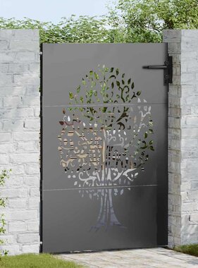 VidaXL Tuinpoort, Tuinpoort 85x75 cm Corten Staal Boomontwerp Zwart