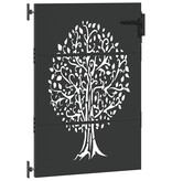 VidaXL Tuinpoort, Tuinpoort 85x75 cm Corten Staal Boomontwerp Zwart