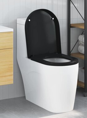 VidaXL Toiletzitting Zwart 48 x 36.5 x 4.5 cm Polypropyleen