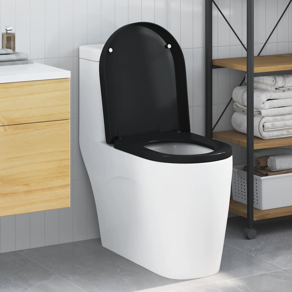 VidaXL Toiletzitting Zwart 48 x 36.5 x 4.5 cm Polypropyleen