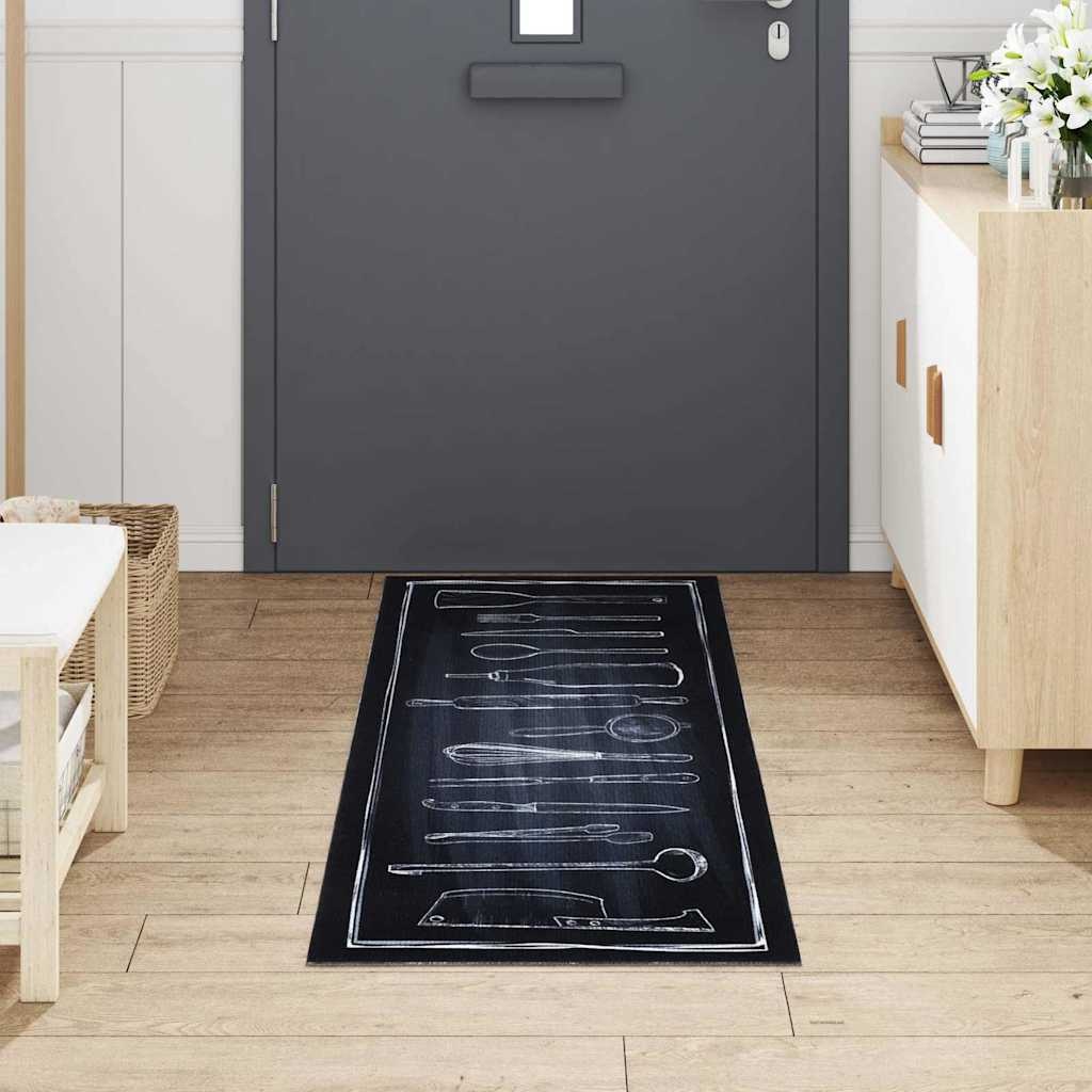 VidaXL Keuken Mat Toile Zwart 180 x 60 cm Fluweel