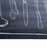 VidaXL Keuken Mat Toile Zwart 180 x 60 cm Fluweel