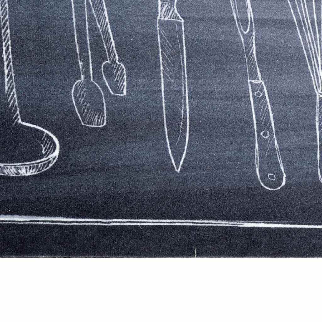 VidaXL Keuken Mat Toile Zwart 180 x 60 cm Fluweel