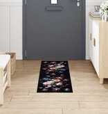 VidaXL Keuken Mat Bloemen Zwart 150 x 45 cm Fluweel