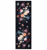 VidaXL Keuken Mat Bloemen Zwart 180 x 60 cm Fluweel