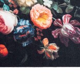 VidaXL Keuken Mat Bloemen Zwart 180 x 60 cm Fluweel