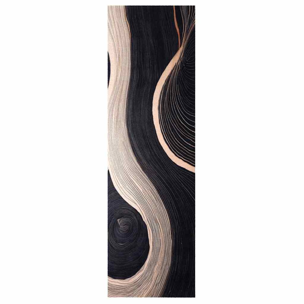 VidaXL Keuken Mat Art Deco Zwart 150 x 45 cm Fluweel