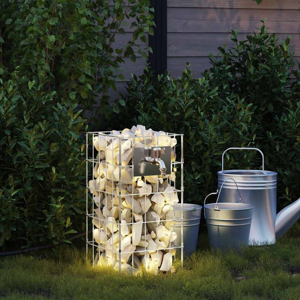 VidaXL Gabion Kolom Zilver 25 x 25 x 50 cm Roestvrij staal