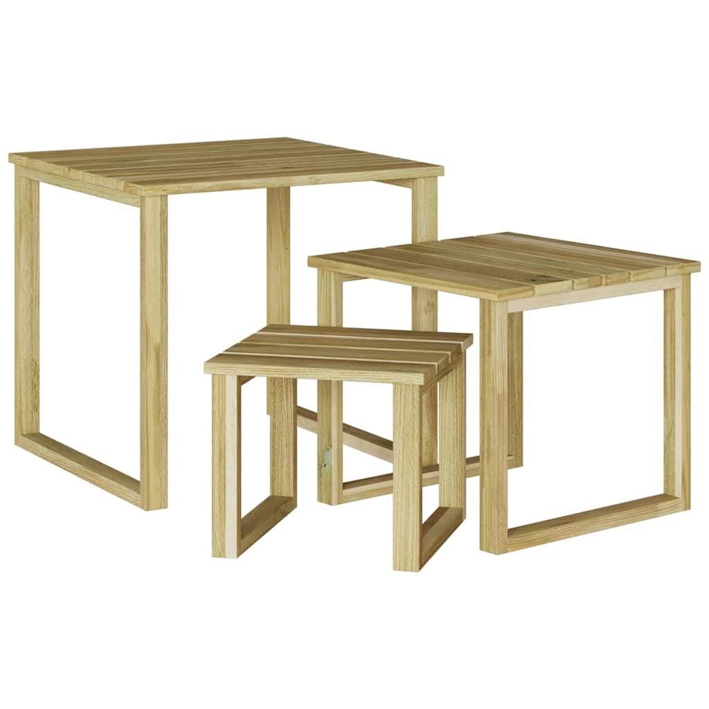 VidaXL Zonnebed Tafel 3 pcs Bruin 50.5 x 50 x 46 cm