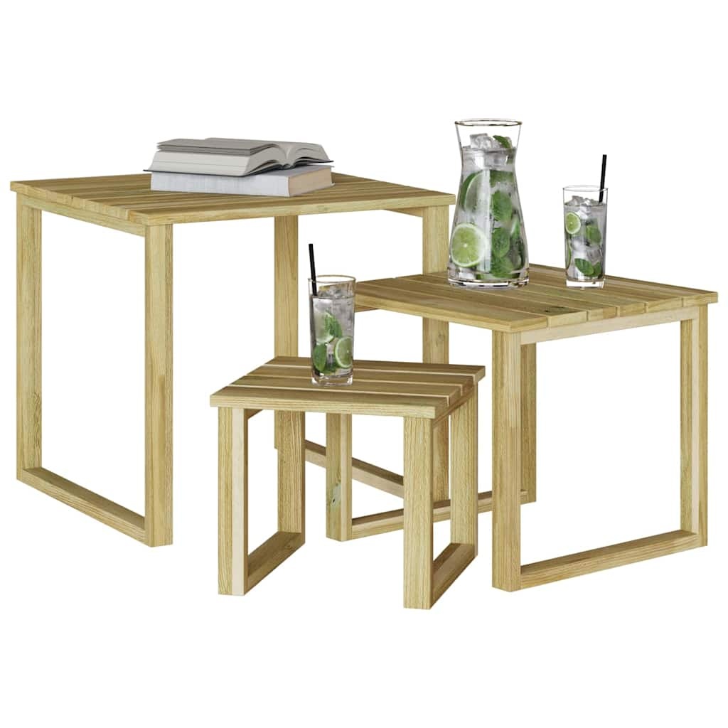 VidaXL Zonnebed Tafel 3 pcs Bruin 50.5 x 50 x 46 cm