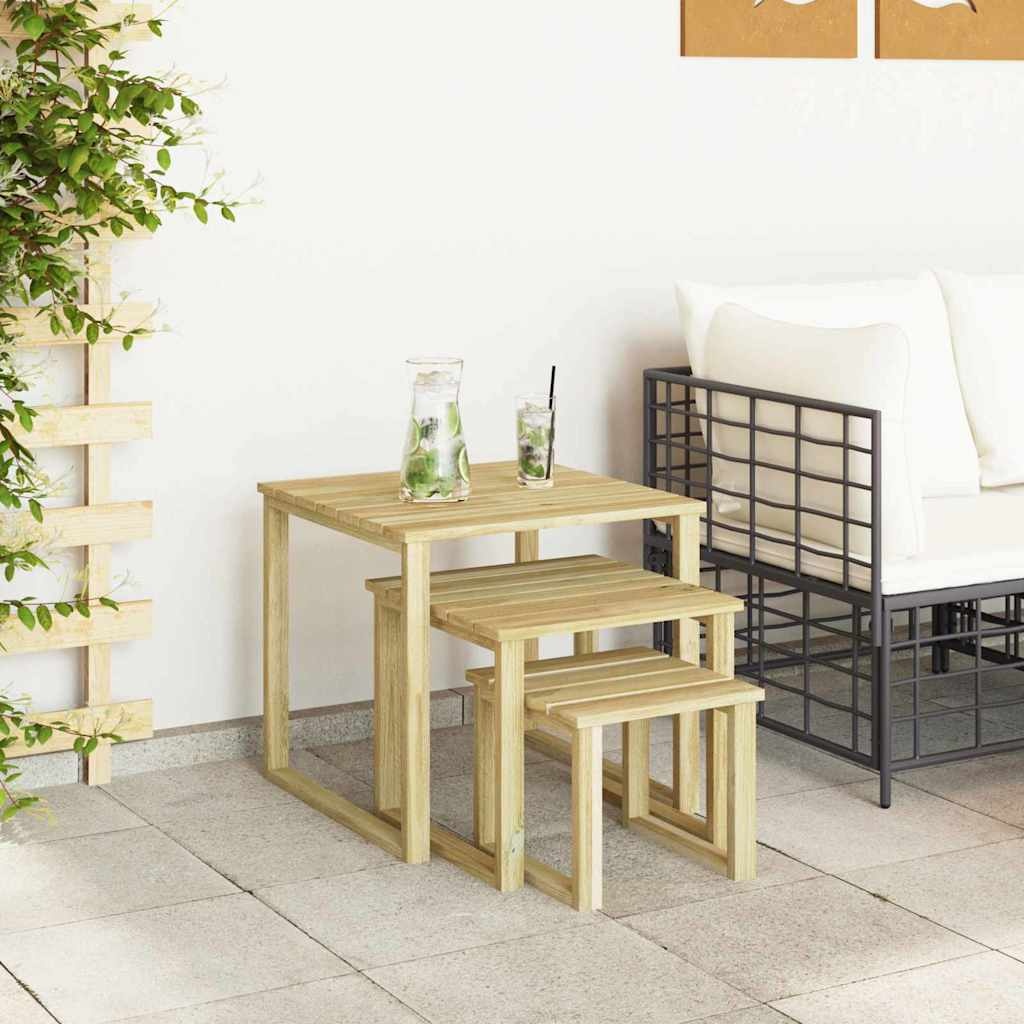VidaXL Zonnebed Tafel 3 pcs Bruin 50.5 x 50 x 46 cm