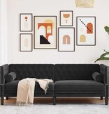 VidaXL Chesterfieldbank Geruit Zwart 194 x 74.5 x 70.5 cm Fluweel