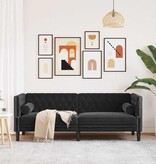 VidaXL Chesterfieldbank Geruit Zwart 194 x 74.5 x 70.5 cm Fluweel