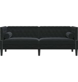 VidaXL Chesterfieldbank Geruit Zwart 194 x 74.5 x 70.5 cm Fluweel