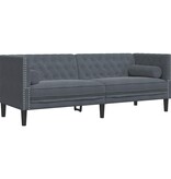 VidaXL Chesterfieldbank Donkergrijs 194 x 74.5 x 70.5 cm Fluweel