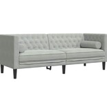 VidaXL Chesterfieldbank Geruit Lichtgrijs 194 x 74.5 x 70.5 cm Fluweel