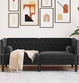 VidaXL Chesterfieldbank Geruit Zwart 174 x 74.5 x 70.5 cm Fluweel