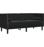 VidaXL Chesterfieldbank Geruit Zwart 174 x 74.5 x 70.5 cm Fluweel