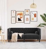 VidaXL Chesterfieldbank Geruit Zwart 174 x 74.5 x 70.5 cm Fluweel