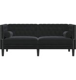 VidaXL Chesterfieldbank Geruit Zwart 174 x 74.5 x 70.5 cm Fluweel