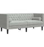 VidaXL Chesterfieldbank Geruit Lichtgrijs 174 x 74.5 x 70.5 cm Fluweel