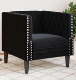 VidaXL Chesterfield Bank Stoel Zwart 71 x 74.5 x 70.5 cm Fluweel