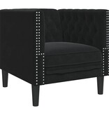 VidaXL Chesterfield Bank Stoel Zwart 71 x 74.5 x 70.5 cm Fluweel