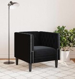 VidaXL Chesterfield Bank Stoel Zwart 71 x 74.5 x 70.5 cm Fluweel