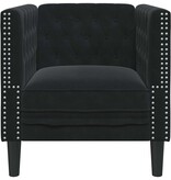 VidaXL Chesterfield Bank Stoel Zwart 71 x 74.5 x 70.5 cm Fluweel