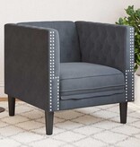 VidaXL Chesterfield Bank Stoel Donkergrijs 71 x 74.5 x 70.5 cm Fluweel